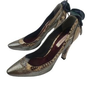 Marc Jacobs Women's Python/Leather Flower Accent Heels Size 39.5 = 9.5 US